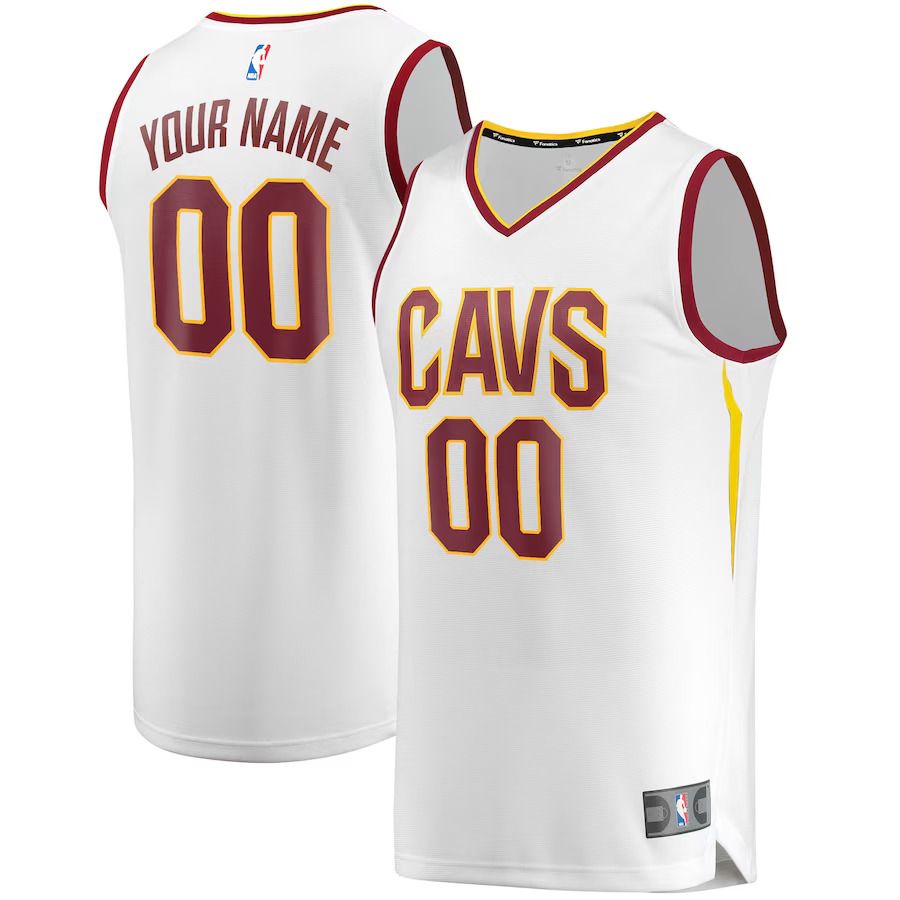 Men Cleveland Cavaliers Fanatics Branded White Fast Break Custom Replica NBA Jersey